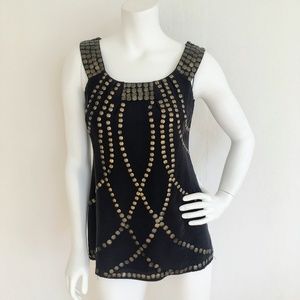 Nanette Lepore Black with Gold Embellishment Tank